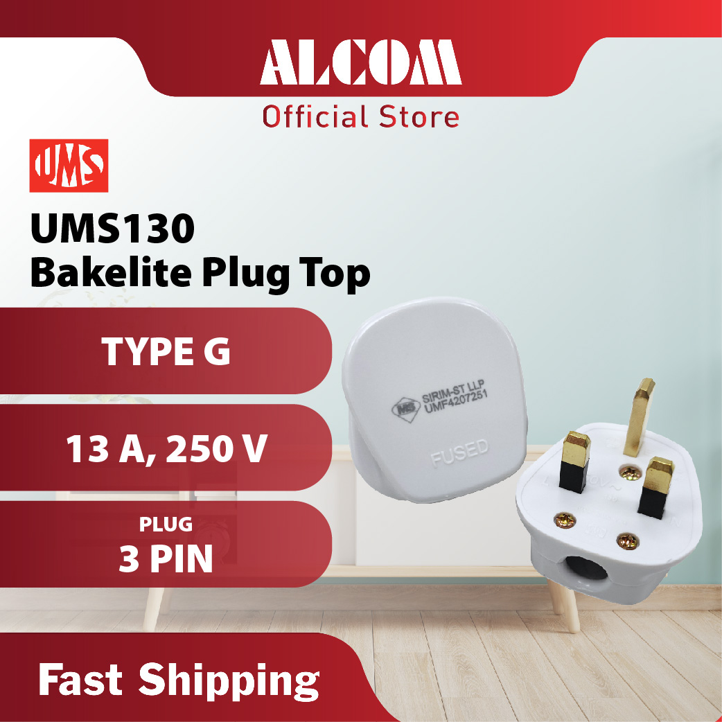 plug 130 UMS UMS130 Bakelite Fused Plug Top - Image 1