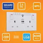 BRITISH GENERAL 922UWR Wi-Fi Socket Range Extender + USB Charger - Image 2